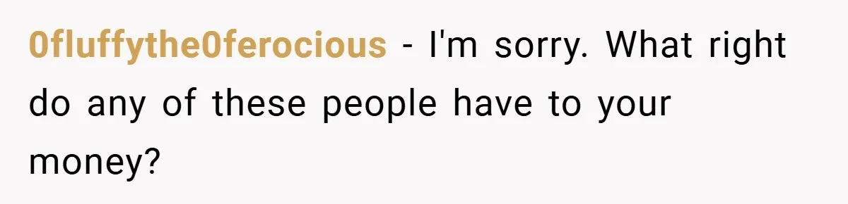 0fluffythe0ferocious − I'm sorry. What right do any of these people have to your money?
