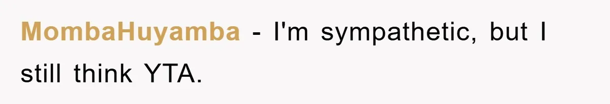 MombaHuyamba − I'm sympathetic, but I still think YTA.