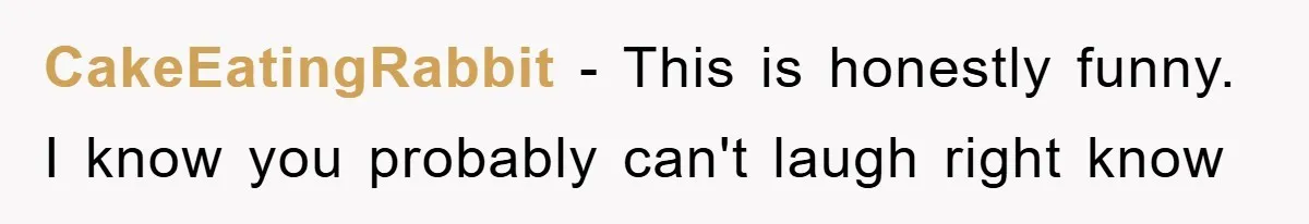 CakeEatingRabbit − This is honestly funny. I know you probably can't laugh right know