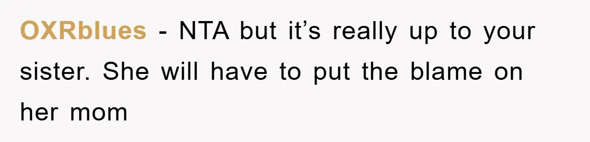 Woman Presses Charges After Mother Abused Her As Child, Then Stole Her Education Savings As Adult OXRblues − NTA but it’s really up to your sister. She will have to put the blame on her mom