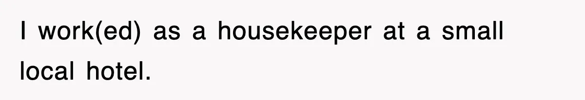 I work(ed) as a housekeeper at a small local hotel.