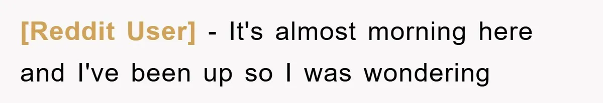 [Reddit User] − It's almost morning here and I've been up so I was wondering