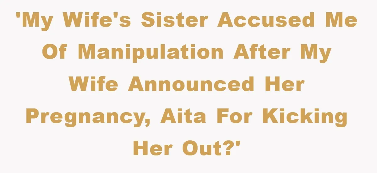 'My wife's sister accused me of manipulation after my wife announced her pregnancy, aita for kicking her out?'