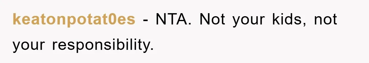 keatonpotat0es − NTA. Not your kids, not your responsibility.