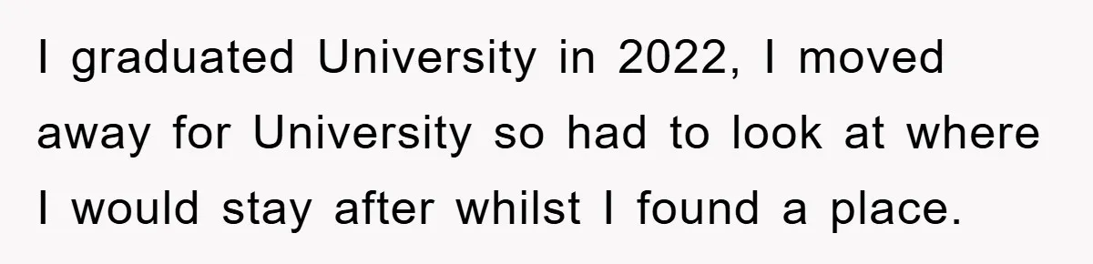 I graduated University in 2022, I moved away for University so had to look at where I would stay after whilst I found a place.