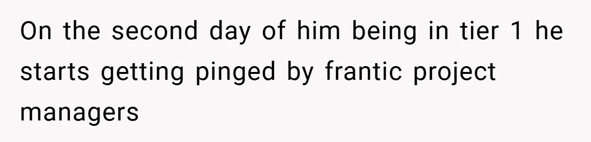 New Manager Forces 9-to-5 Rule - and an Employee’s Malicious Compliance Costs the Company Millions On the second day of him being in tier 1 he starts getting pinged by frantic project managers
