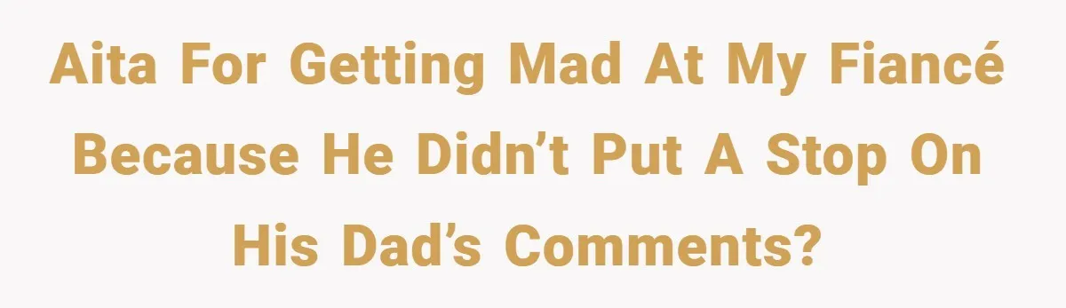 AITA for getting mad at my fiancé because he didn’t put a stop on his dad’s comments?