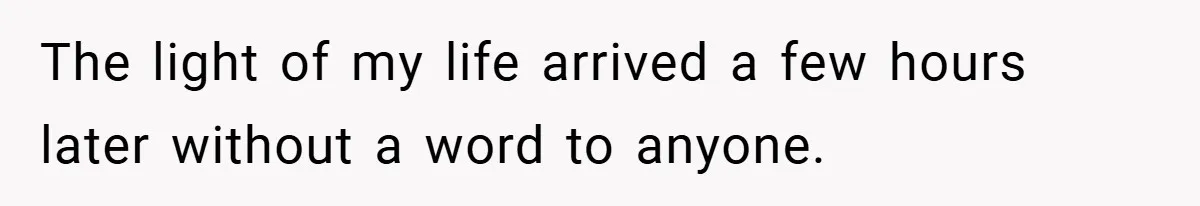 The light of my life arrived a few hours later without a word to anyone.