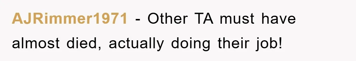 AJRimmer1971 − Other TA must have almost died, actually doing their job!