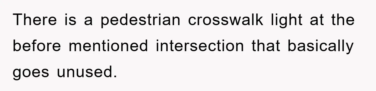 There is a pedestrian crosswalk light at the before mentioned intersection that basically goes unused.