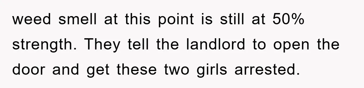 Tourists Ignore Warnings, Fill Building With Smoke, Then Face Shocking Fate Hours Later weed smell at this point is still at 50% strength. They tell the landlord to open the door and get these two girls arrested.