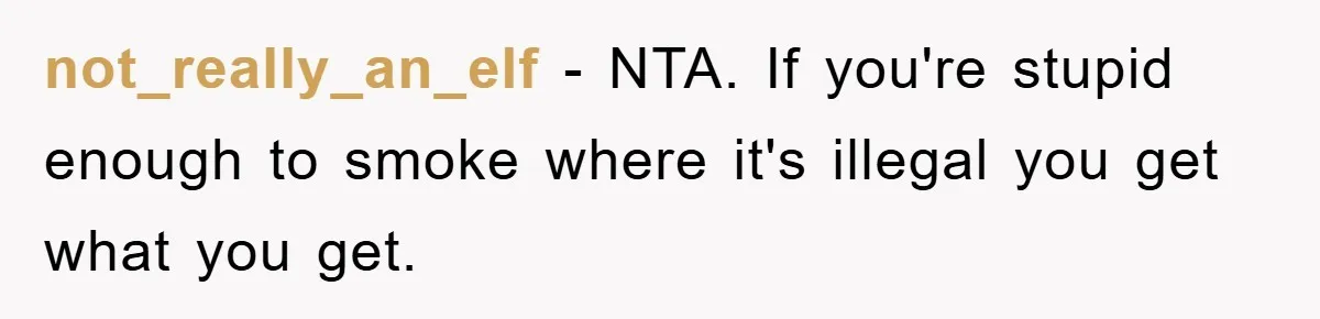 Tourists Ignore Warnings, Fill Building With Smoke, Then Face Shocking Fate Hours Later not_really_an_elf − NTA. If you're stupid enough to smoke where it's illegal you get what you get.