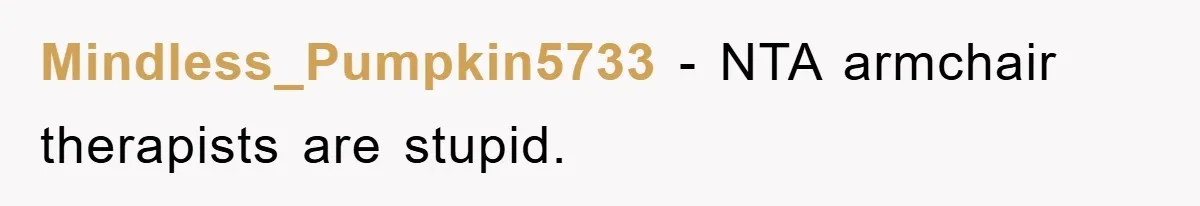 Mindless_Pumpkin5733 − NTA armchair therapists are stupid.