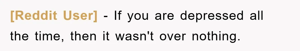 [Reddit User] − If you are depressed all the time, then it wasn't over nothing.