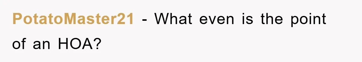 PotatoMaster21 − What even is the point of an HOA?