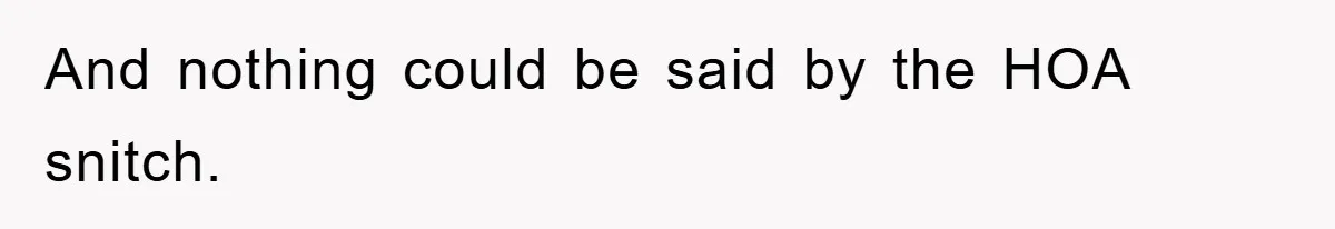And nothing could be said by the HOA snitch.