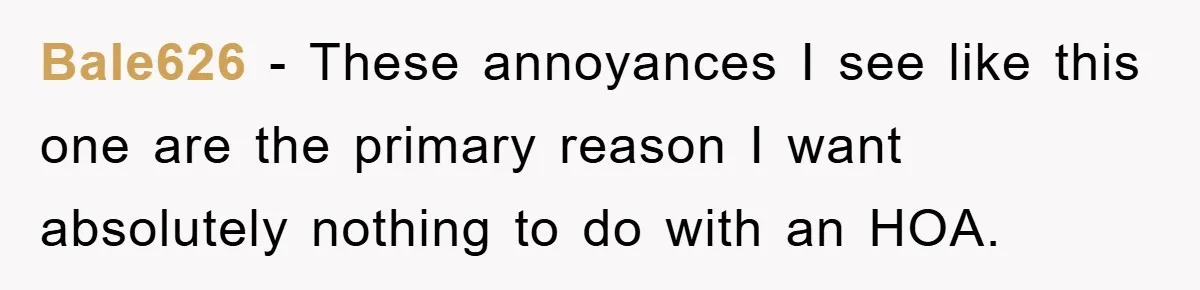 Bale626 − These annoyances I see like this one are the primary reason I want absolutely nothing to do with an HOA.