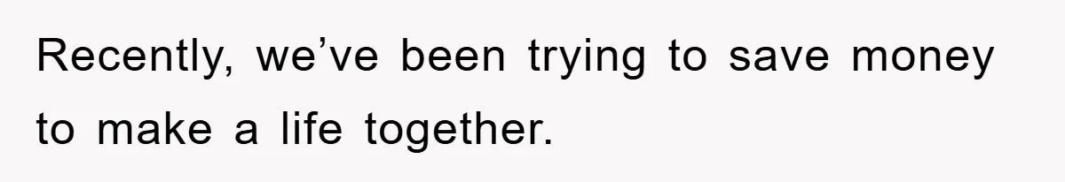Recently, we’ve been trying to save money to make a life together.