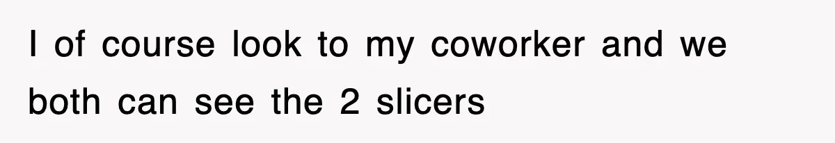 I of course look to my coworker and we both can see the 2 slicers