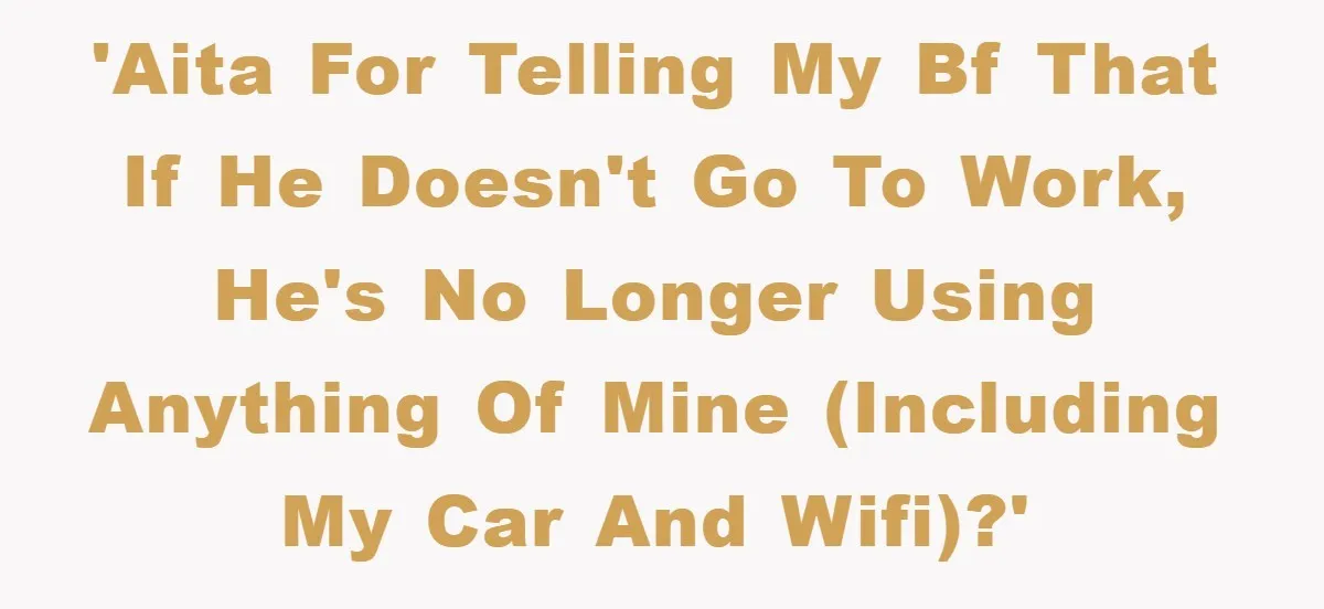 'AITA for telling my BF that if he doesn't go to work, he's no longer using ANYTHING of mine (including my car AND WIFI)?'