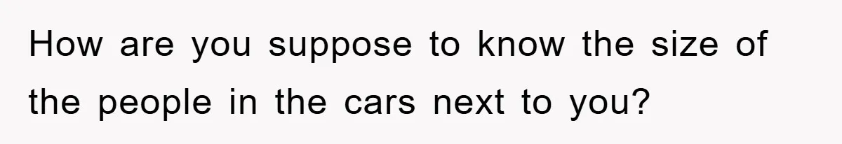 How are you suppose to know the size of the people in the cars next to you?