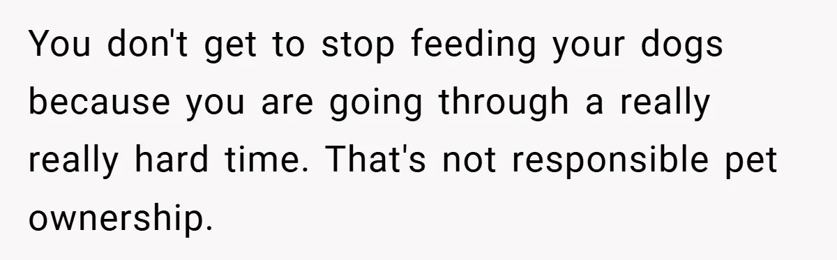 “It’s Not An Excuse!” Mom Scolds Her Daughter With Type 1 Diabetes For Neglecting Pets And School You don't get to stop feeding your dogs because you are going through a really really hard time. That's not responsible pet ownership.