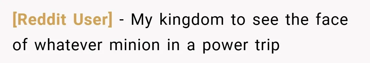 [Reddit User] − My kingdom to see the face of whatever minion in a power trip