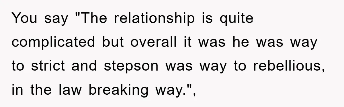 You say "The relationship is quite complicated but overall it was he was way to strict and stepson was way to rebellious, in the law breaking way.",