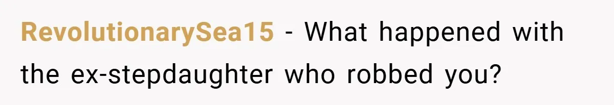 RevolutionarySea15 − What happened with the ex-stepdaughter who robbed you?
