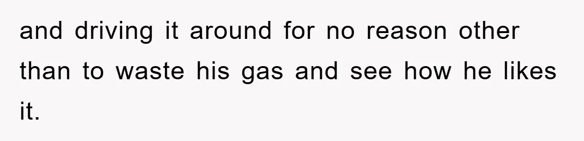 Brother Takes Car Without Permission, Sister Threatens To Play Her Final Card With The Authority Involved and driving it around for no reason other than to waste his gas and see how he likes it.