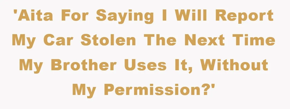 Brother Takes Car Without Permission, Sister Threatens To Play Her Final Card With The Authority Involved 'AITA for saying I will report my car stolen the next time my brother uses it, without my permission?'