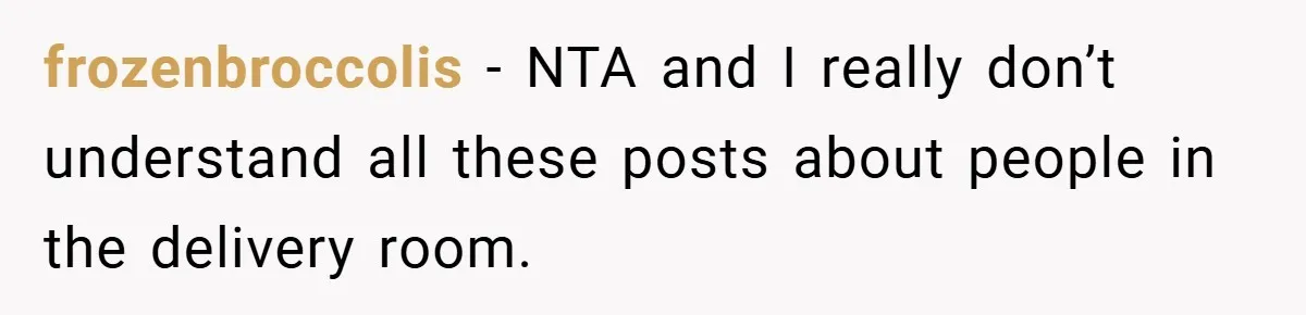 frozenbroccolis − NTA and I really don’t understand all these posts about people in the delivery room.