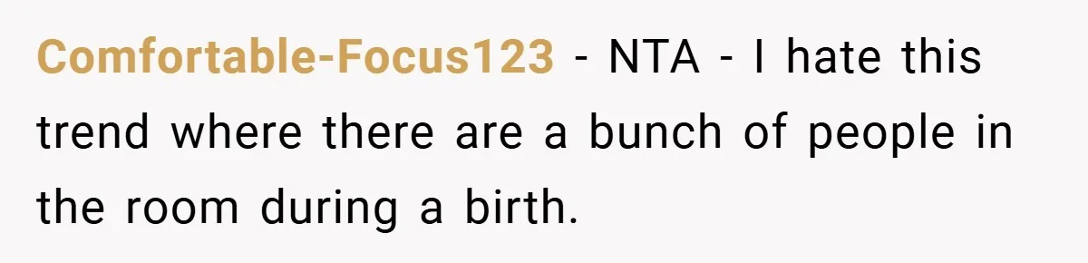 Comfortable-Focus123 − NTA - I hate this trend where there are a bunch of people in the room during a birth.