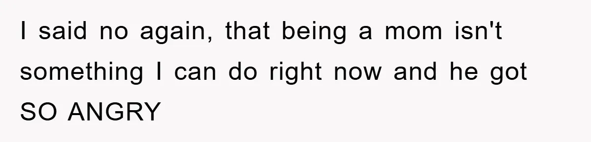 I said no again, that being a mom isn't something I can do right now and he got SO ANGRY