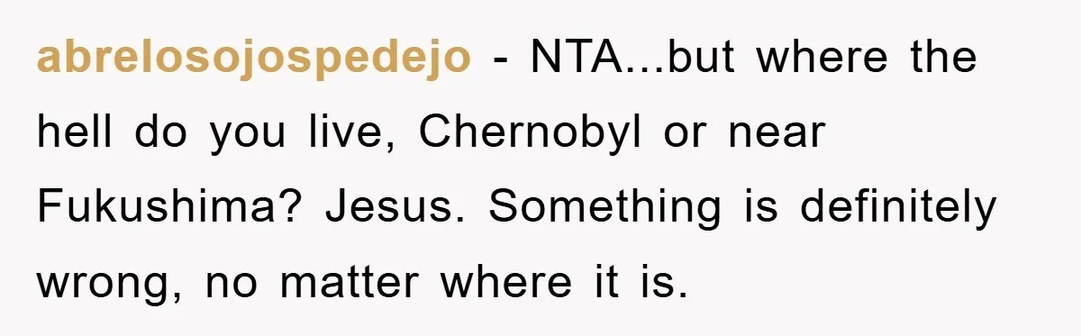 abrelosojospedejo − NTA...but where the hell do you live, Chernobyl or near Fukushima? Jesus. Something is definitely wrong, no matter where it is.