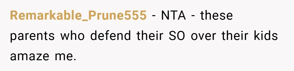Remarkable_Prune555 − NTA - these parents who defend their SO over their kids amaze me.