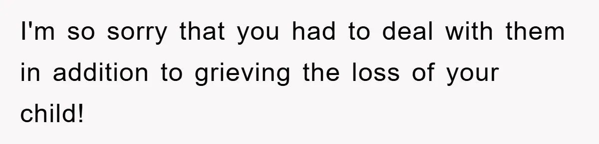 I'm so sorry that you had to deal with them in addition to grieving the loss of your child!