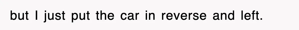 but I just put the car in reverse and left.