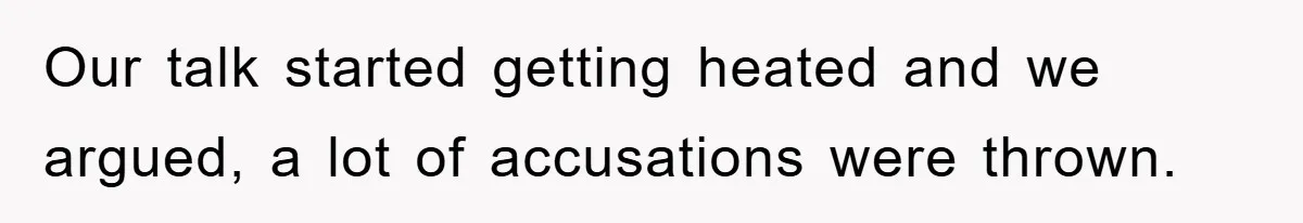 Our talk started getting heated and we argued, a lot of accusations were thrown.