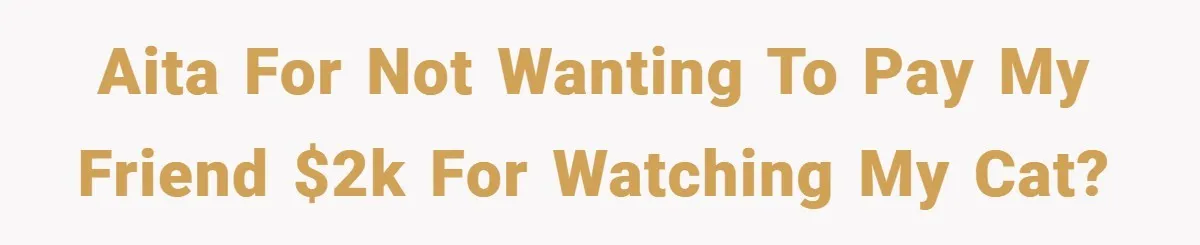 AITA for not wanting to pay my friend $2K for watching my cat?