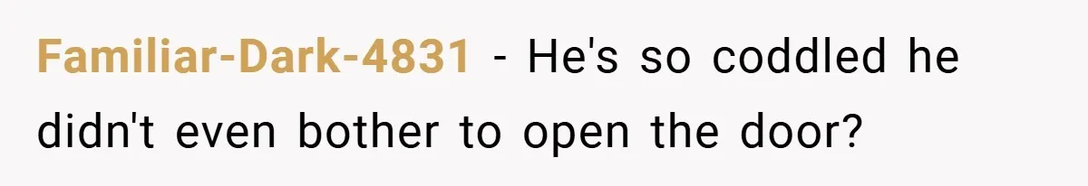 Familiar-Dark-4831 − He's so coddled he didn't even bother to open the door?