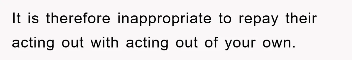 It is therefore inappropriate to repay their acting out with acting out of your own.