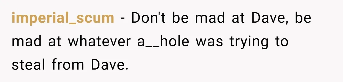 imperial_scum − Don't be mad at Dave, be mad at whatever a__hole was trying to steal from Dave.