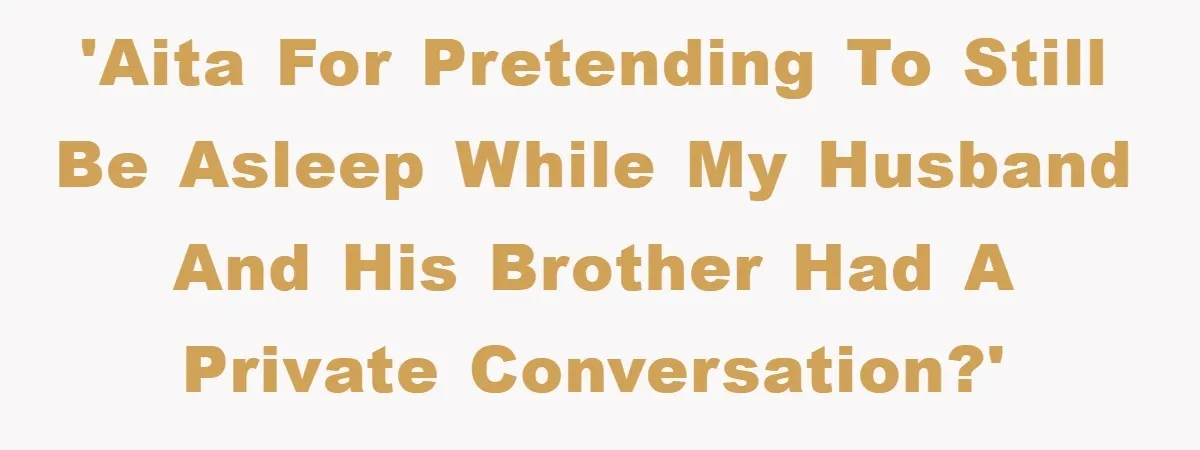 'AITA for pretending to still be asleep while my husband and his brother had a private conversation?'
