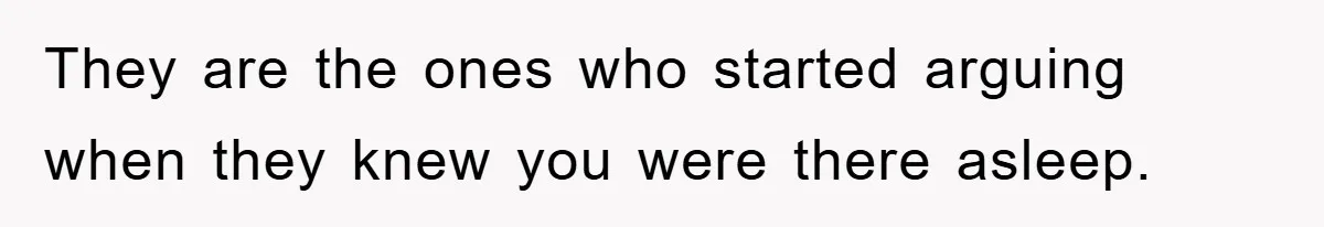 They are the ones who started arguing when they knew you were there asleep.