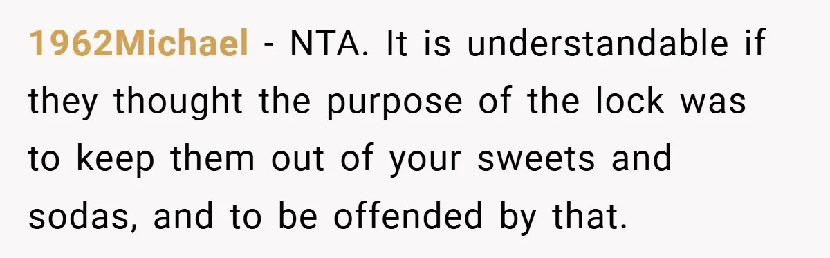 1962Michael − NTA. It is understandable if they thought the purpose of the lock was to keep them out of your sweets and sodas, and to be offended by that.