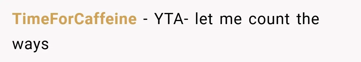TimeForCaffeine − YTA- let me count the ways