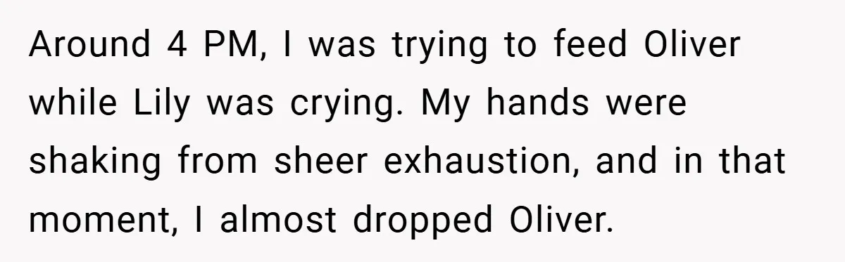 He Laughed While She Cried with Their Newborns - So She Took a Swing at His Golf Clubs Around 4 PM, I was trying to feed Oliver while Lily was crying. My hands were shaking from sheer exhaustion, and in that moment, I almost dropped Oliver.