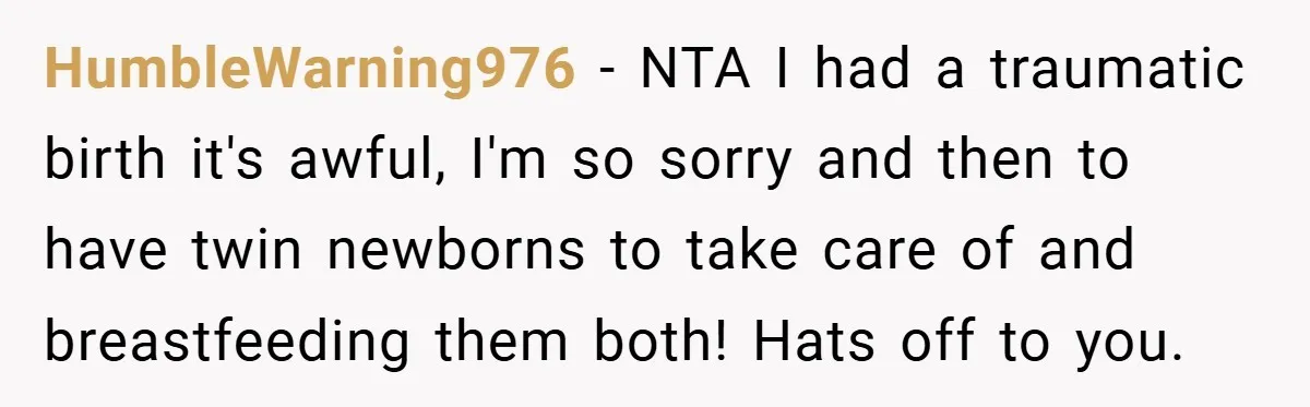 He Laughed While She Cried with Their Newborns - So She Took a Swing at His Golf Clubs HumbleWarning976 − NTA I had a traumatic birth it's awful, I'm so sorry and then to have twin newborns to take care of and breastfeeding them both! Hats off to...