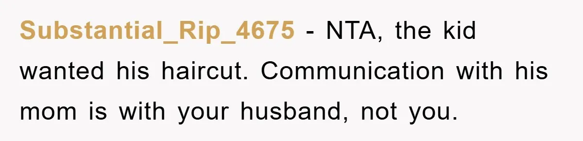Stepmom Cuts Her Stepson’s Hair At His Request, But His Mother Sees It As An Act Of Defiance Substantial_Rip_4675 − NTA, the kid wanted his haircut. Communication with his mom is with your husband, not you.